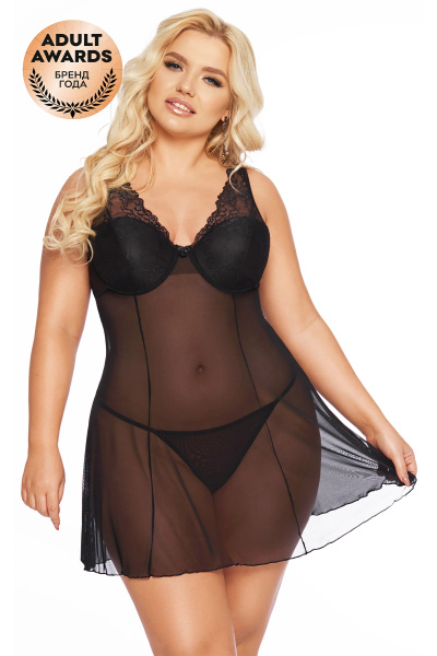 Комбинация и стринги SoftLine Collection Berta, черная, XL