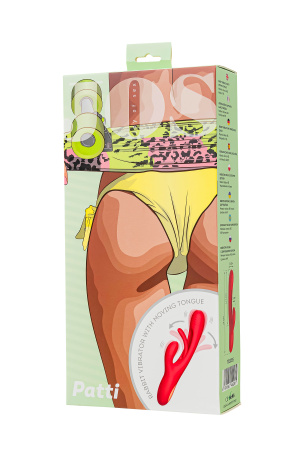 Вибратор c клиторальным стимулятором JOS Patti с двигающимся язычком, силикон, красный, 24 см